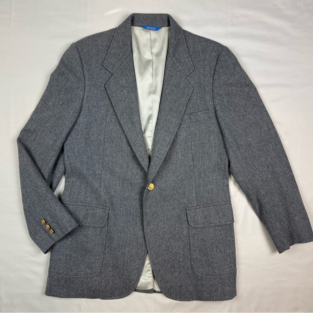 Pendleton Mens Wool Blazer Sport Coat Sz 40 Long Grey 2 Button Made in USA